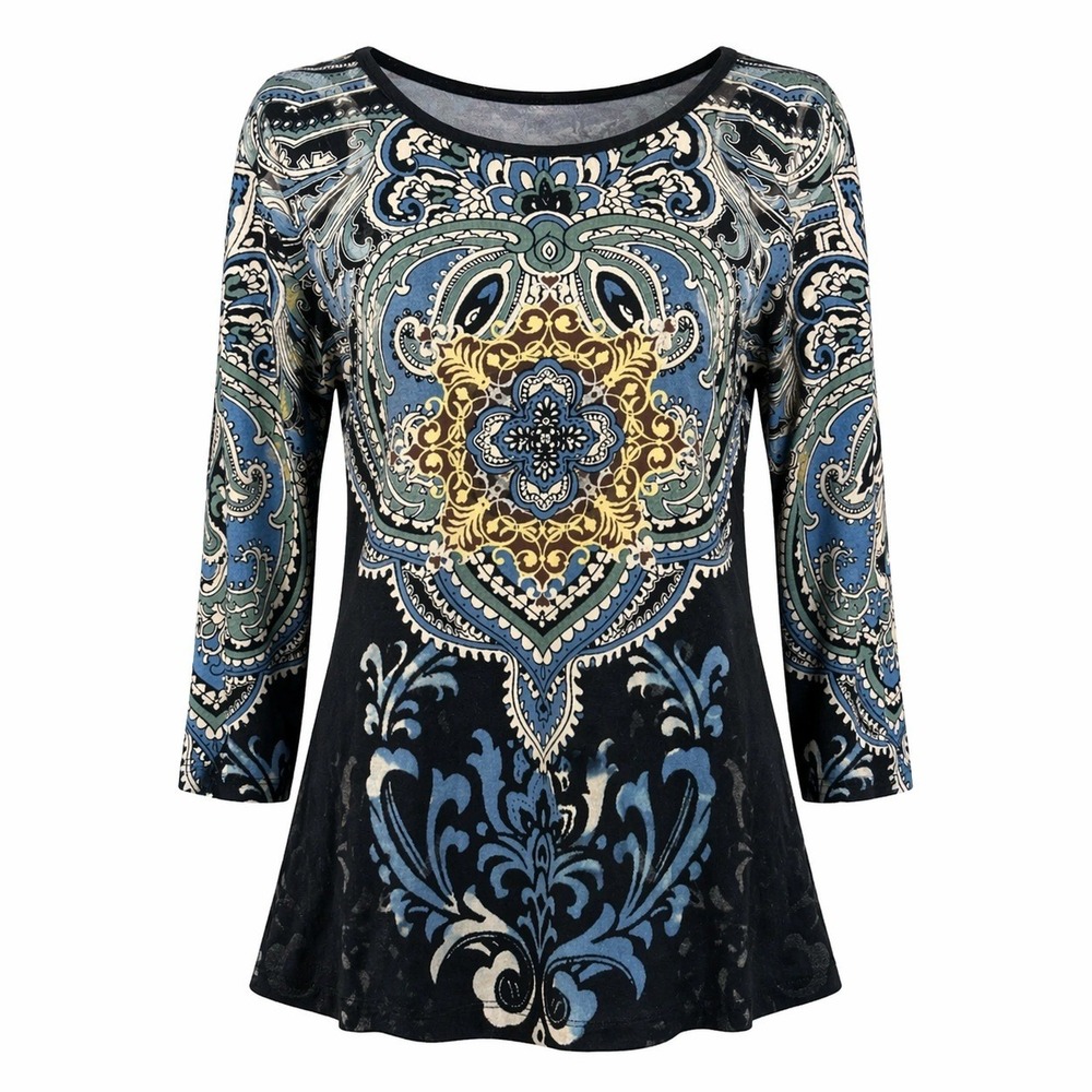 90s Y2K Katina Marie Blouse Top Abstract Women's Size Medium V-neck Rhinestone